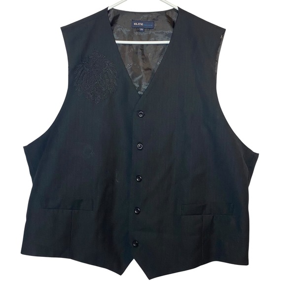 Elite Eddie Domani Vest Formal Dressy Embroidered Back Design Black 2XL Flaw - Picture 1 of 7